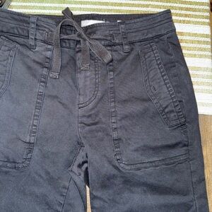 Vince Black High Waist Cotton Stretch Cropped Ankle Cargo Utility Pants Size 2